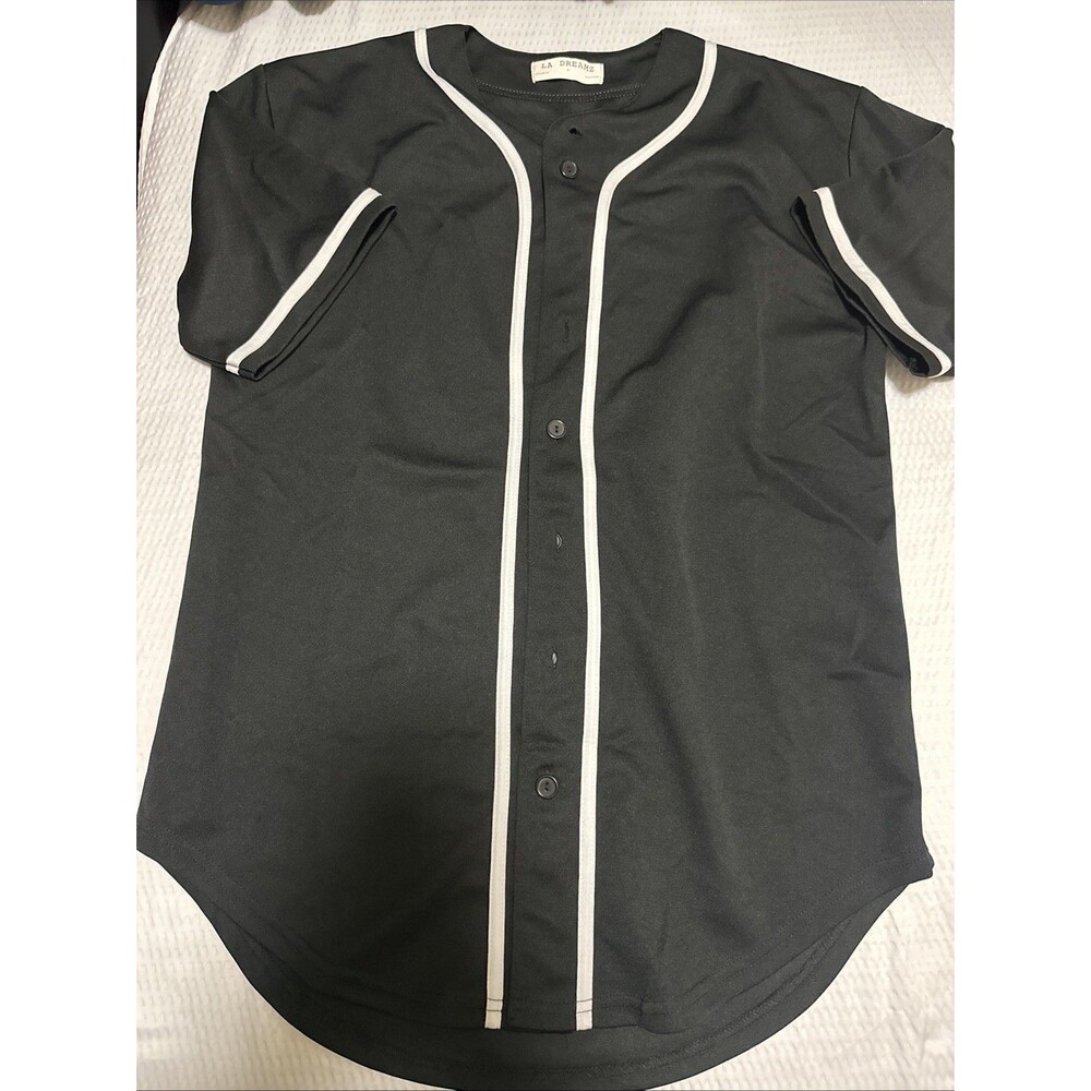 LA DREAMZ Plain Black button up baseball jersey Size S
